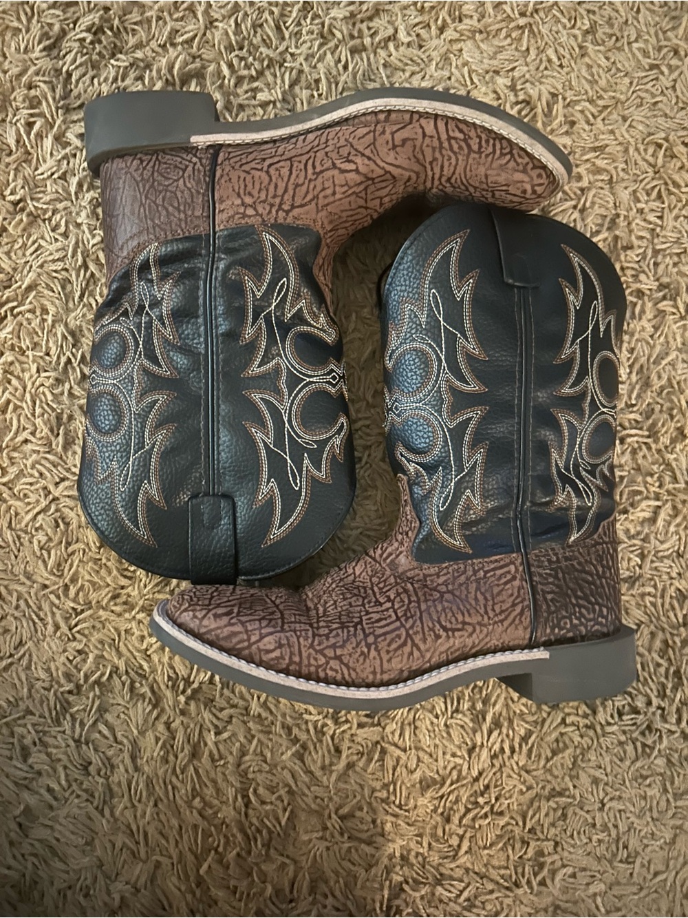 Boy’s Cody James Western Square-Toe Brown & Black Cowboy Boots